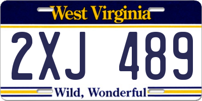 WV license plate 2XJ489