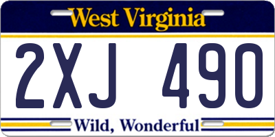 WV license plate 2XJ490