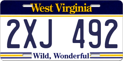 WV license plate 2XJ492