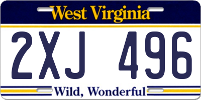 WV license plate 2XJ496