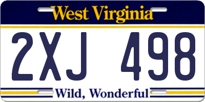 WV license plate 2XJ498