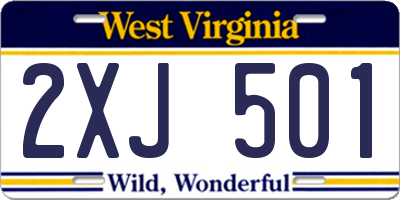 WV license plate 2XJ501