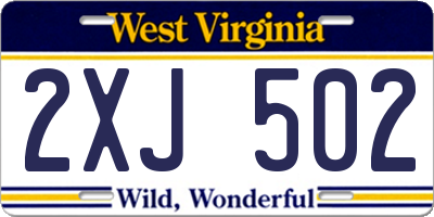 WV license plate 2XJ502