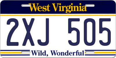 WV license plate 2XJ505