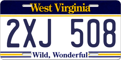 WV license plate 2XJ508