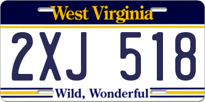 WV license plate 2XJ518