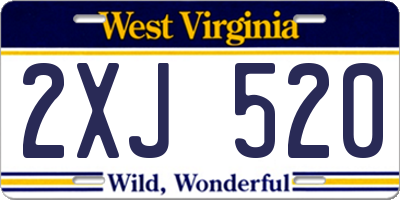 WV license plate 2XJ520
