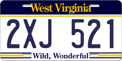 WV license plate 2XJ521