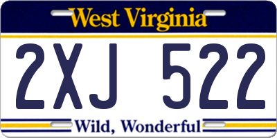 WV license plate 2XJ522