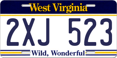 WV license plate 2XJ523