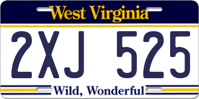 WV license plate 2XJ525
