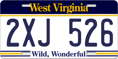 WV license plate 2XJ526
