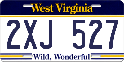 WV license plate 2XJ527