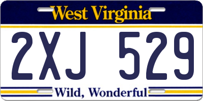 WV license plate 2XJ529
