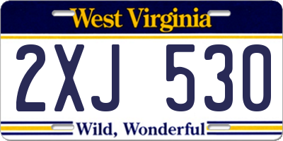 WV license plate 2XJ530
