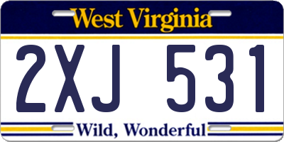 WV license plate 2XJ531