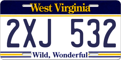 WV license plate 2XJ532