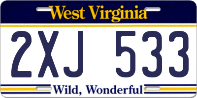 WV license plate 2XJ533