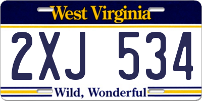WV license plate 2XJ534