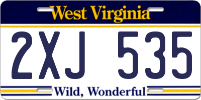 WV license plate 2XJ535