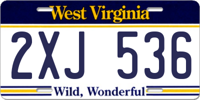 WV license plate 2XJ536