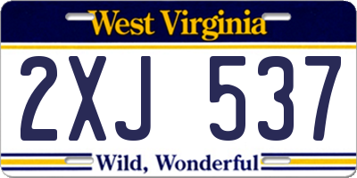 WV license plate 2XJ537