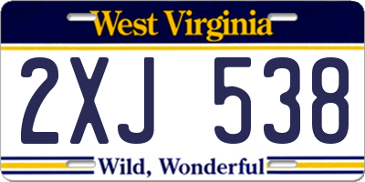 WV license plate 2XJ538