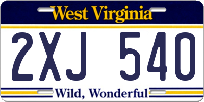WV license plate 2XJ540