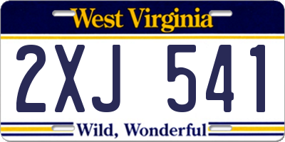 WV license plate 2XJ541