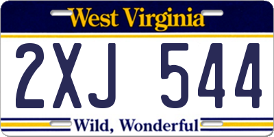 WV license plate 2XJ544