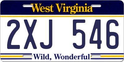 WV license plate 2XJ546