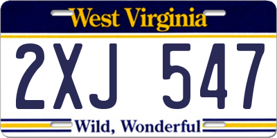 WV license plate 2XJ547