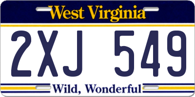 WV license plate 2XJ549