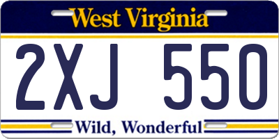 WV license plate 2XJ550