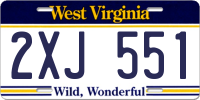 WV license plate 2XJ551