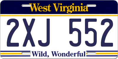 WV license plate 2XJ552