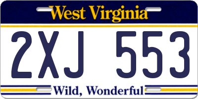 WV license plate 2XJ553