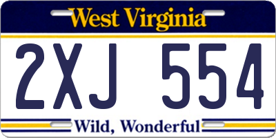 WV license plate 2XJ554