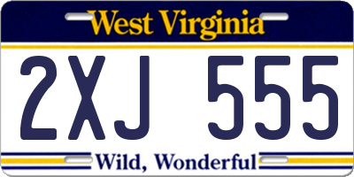 WV license plate 2XJ555