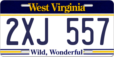 WV license plate 2XJ557
