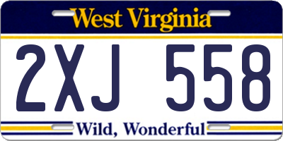 WV license plate 2XJ558