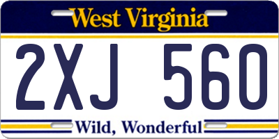 WV license plate 2XJ560