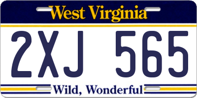WV license plate 2XJ565