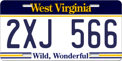 WV license plate 2XJ566
