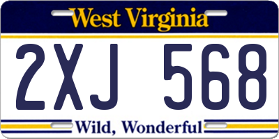 WV license plate 2XJ568