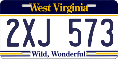 WV license plate 2XJ573