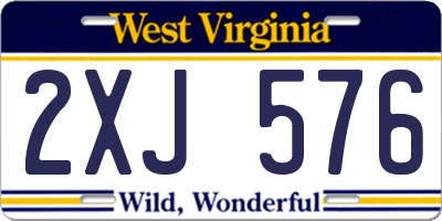 WV license plate 2XJ576