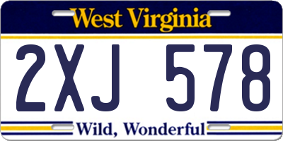 WV license plate 2XJ578