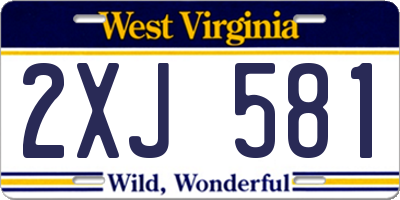 WV license plate 2XJ581