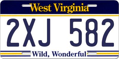 WV license plate 2XJ582